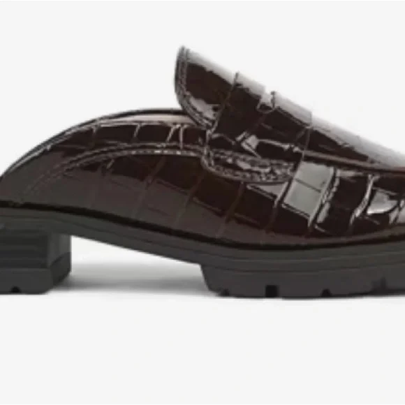 Dark Brown Croc-Embossed Loafers NWOT - Picture 5 of 8